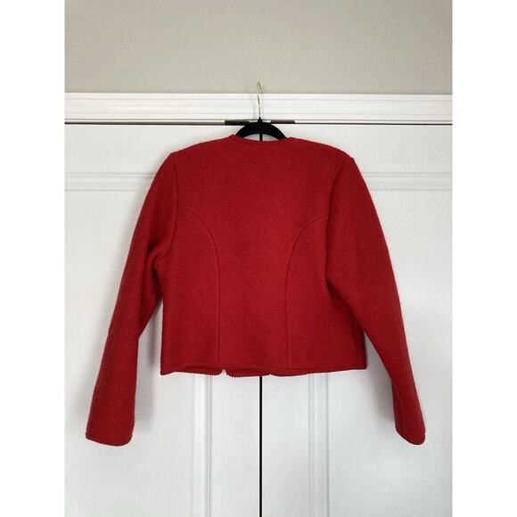 Geiger Tyrol Austria Boiled Wool Cardigan Knit Sweater Jacket Red Sz 42- Large - Picture 4 of 9